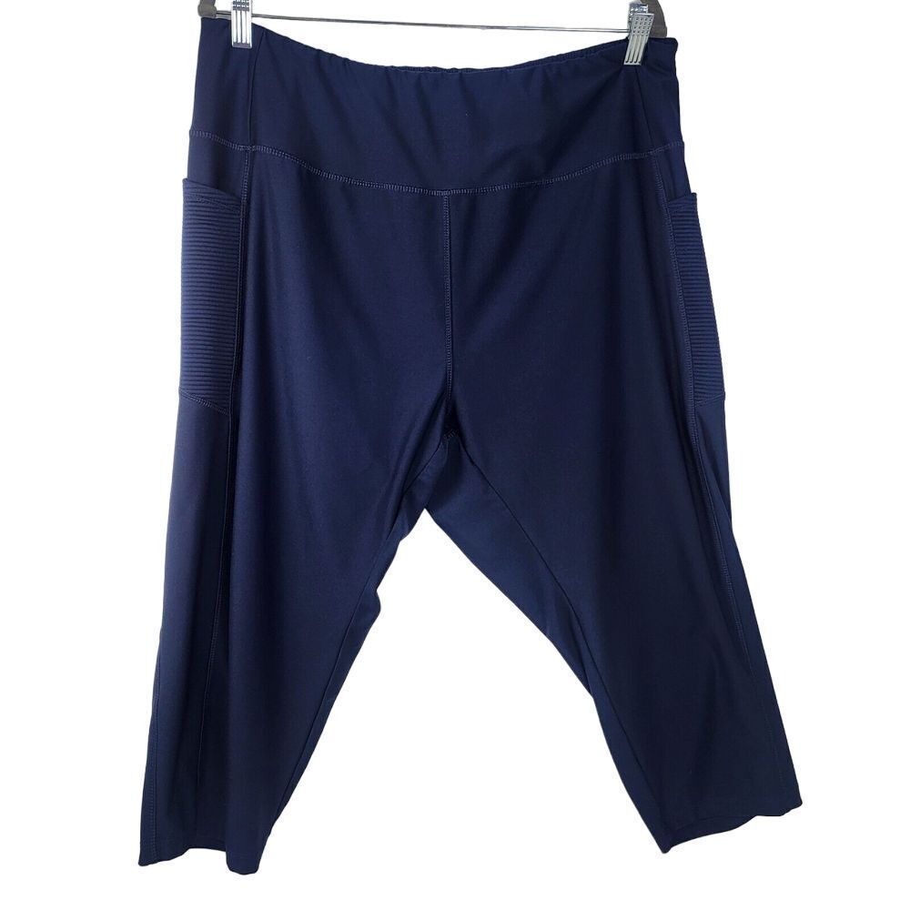 Vogo Athletic Navy Blue Cropped Yoga Pants Leggings Workout Bottoms women's 3XL